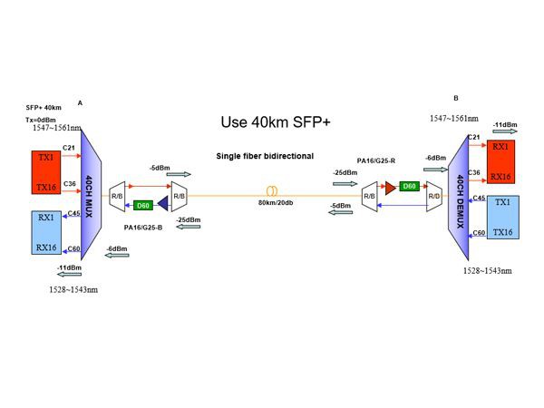 Quanti 10G possono trasmettere a 40 canali AAWG Mux Demux tramite fibra singola?