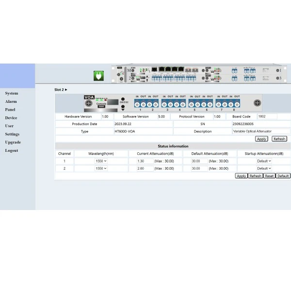 8 Channel VOA Card Variable Optical Attenuator